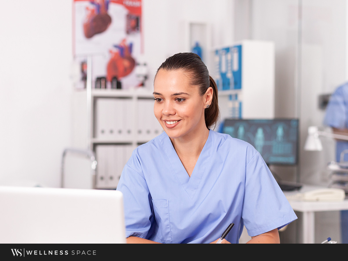 A Doctor Working In Her New Rented Medical Coworking Space In Houston, TX